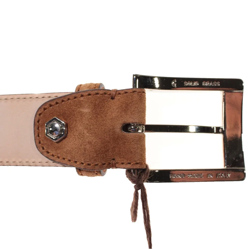 Di Bianco NWT Cut to Size Dress Belt In Solid Brown Suede Leather One Size